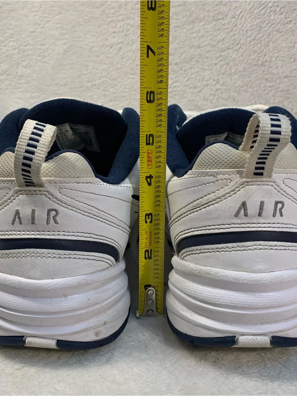 Nike Air Monarch IV White & Navy Sneakers 416355-102 Men’s Size 11 WIDE